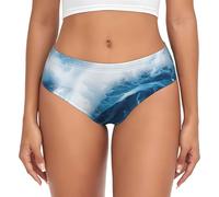 FBGHHTY Big Ocean Wave Culotte respirante pour femme Imprimé HD Couverture complète Doux routine quotidienne, Noir , S