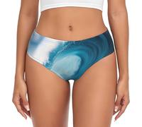 FBGHHTY Big Ocean Wave Culotte respirante pour femme Imprimé HD Couverture complète Doux routine quotidienne, Noir , XXL