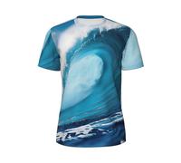 FBGHHTY Big Ocean Wave Hd Impression Confortable d'été Hommes T-shirt à manches courtes Respirant Athlétique Gym Vêtements de sport, Noir , M