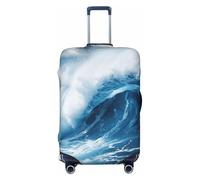 Fbghhty Big Ocean Wave Housse de protection universelle pour valise de voyage élastique lavable Motif vague HD, Noir , M