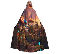 Fbghhty Cape à capuche avec imprimé champignon magique pour cosplay, fête, carnaval, bal masqué, événements médiévaux