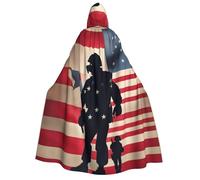 Fbghhty Cape à capuche avec imprimé de soldats militaires américains pour cosplay, fête, carnaval, médiéval, bal masqué, événements