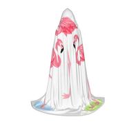 FBGHHTY Cape à capuche imprimée quatre flamants roses pour cosplay, festival, carnaval, événements, aventures en plein air