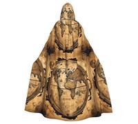 FBGHHTY Cape à capuche unisexe avec imprimé carte antique du monde - Carnaval - Saisons - Cosplay - Événements à thème