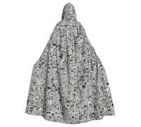 FBGHHTY Cape à capuche unisexe avec imprimé journal HD pour carnaval, fête, saisons, cosplay, événements sur le thème