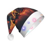 FBGHHTY Chapeau de Noël lumineux avec imprimé volcan pour fêtes de fin d'année, Nouvel An, accessoire de fête