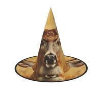 FBGHHTY Chapeau de sorcière pliable unisexe avec imprimé cerf sauvage pour carnaval, bal masqué et événements cosplay