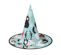 FBGHHTY Chapeau noir et blanc avec imprimé chats pour adultes, couvre-chef, fête, carnaval, cosplay, costume