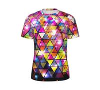 FBGHHTY Coloré Géométrique Triangle Imprimé Confortable D'été Hommes Manches Courtes T-Shirt Respirant Athlétique Gym Sportswear, Noir , L