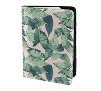FBGHHTY Étui portefeuille élégant pour passeport et documents de voyage Motif feuilles de palmier vert 14 cm
