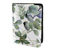 FBGHHTY Étui portefeuille pour passeport et documents de voyage Motif feuilles d'eucalyptus Vert 14 cm