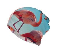 FBGHHTY Flock of Pink Flamingos On The Beach Print Multifonction Beanie Hat for Men and Women Winter Warm Hats for Outdoor Sport, Noir , Taille unique