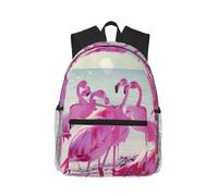 FBGHHTY Flock Of Pink Flamingos On The Beach Print Sac à dos léger décontracté unisexe Sac à dos de voyage pour ordinateur portable avec bretelles ergonomiques