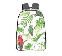FBGHHTY Grand sac à dos en PVC transparent avec imprimé perroquet, oiseaux et arbres tropicaux, pour l'école, les étudiants, les hommes, les femmes, le travail, les voyages