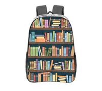 FBGHHTY Grand sac à dos transparent en PVC avec imprimé vers de bibliothèque pour l'école, les étudiants, les hommes, les femmes, le travail, les voyages