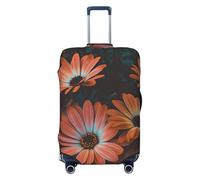 FBGHHTY Housse de protection élastique universelle pour valise, motif chrysanthème orange, lavable et extensible, Noir , XL, Bagage à main