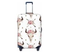 Fbghhty Housse de protection universelle pour valise de voyage élastique et lavable Motif tête de taureau tribal sur blanc, Noir , M