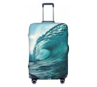 Fbghhty Housse de protection universelle pour valise de voyage élastique lavable Motif vagues Vert océan, Noir , L