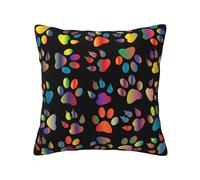 FBGHHTY Housses de coussin carrées douces et douces pour la peau - Motif pattes de chien colorées - Décoration pour chambre à coucher ou canapé