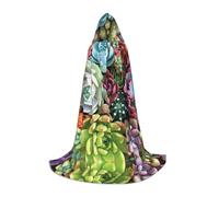 FBGHHTY Jolie cape à capuche avec imprimé succulentes - Costume de cosplay pour festival, carnaval, événements en plein air