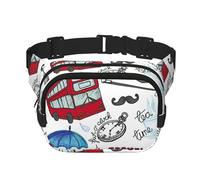 FBGHHTY London Print Workout Accessory Square Double Layer Waist Bag Trendy Travel for Men and Women