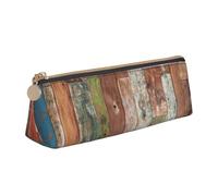 FBGHHTY Planks Trousse à crayons Motif vieilli vieilli Grande capacité Triangle Pochette pour tous les jours École Collège