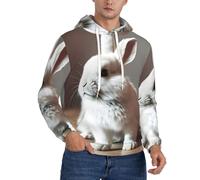 FBGHHTY Pull à capuche unisexe imprimé lapin blanc pleurer pour un usage quotidien décontracté tendance sorties chaudes voyage, Noir , L