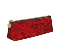 FBGHHTY Red Rose1 Trousse à crayons pour étudiant Grande capacité Motif triangle