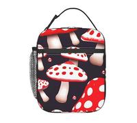 FBGHHTY Sac à déjeuner fourre-tout élégant et portable imprimé champignons rouge blanc et champignon polyvalent toutes saisons pour pique-nique, travail, école