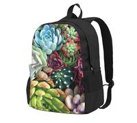 FBGHHTY Sac à dos pour adulte avec imprimé succulentes mignonnes - Résistant à l'eau - Léger - Pour randonnée, voyageurs en plein air, w nd, escapade
