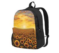 FBGHHTY Sac à dos pour adulte imprimé champ de tournesol coucher de soleil mer de fleurs résistant à l'eau léger randonnée voyageurs extérieur w nd escapade