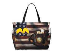 FBGHHTY Sac de voyage imperméable et léger avec drapeau américain et imprimé baseball pour les vacances d'été, le camping, les activités de plein air