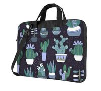 FBGHHTY Sac d'ordinateur portable fonctionnel avec imprimé cactus et plantes succulentes, sac d'ordinateur mignon et léger pour divers ordinateurs portables, Noir , 14 inch