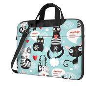 FBGHHTY Sac d'ordinateur portable fonctionnel avec imprimé chats noirs et blancs pour divers ordinateurs portables, Noir , 15.6 inch