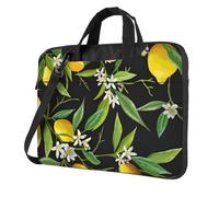 FBGHHTY Sac d'ordinateur portable fonctionnel imprimé citron et fleur mignon et léger pour divers ordinateurs portables, Noir , 15.6 inch