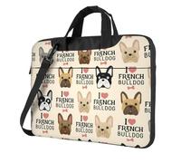 FBGHHTY Sac pour ordinateur portable fonctionnel avec imprimé « I Love French Bulldog » - Joli et léger - Pour divers ordinateurs portables, Noir , 13 inch