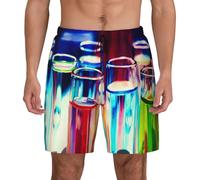 FBGHHTY Short de bain pratique pour homme avec imprimé tube à essai chimie, respirant, léger, doux pour la peau, Noir , XL