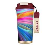 FBGHHTY Tasse à café de voyage en acier inoxydable avec imprimé océan arc-en-ciel