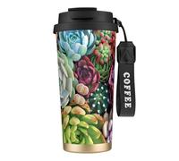 FBGHHTY Tasse à café en acier inoxydable avec imprimé succulentes mignonnes pour la maison, le bureau, l'extérieur, le camping