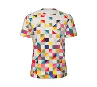 FBGHHTY Triangle Imprimé Géométrique Confortable D'été Hommes T-shirt À Manches Courtes Respirant Athlétique Gym Sportswear, Noir , L