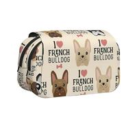 FBGHHTY Trousse à crayons avec fermeture éclair et inscription « I Love French Bulldog » - Organiseur de voyage ou de bureau