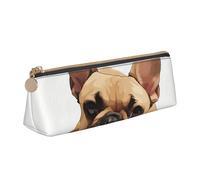 FBGHHTY Trousse à crayons avec imprimé chien animal bouledogue français grande capacité Triangle pochette pour tous les jours l'école collège