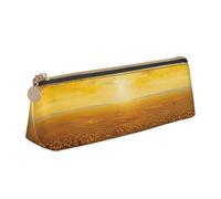 FBGHHTY Trousse à crayons avec motif champ de tournesol, coucher de soleil, mer de fleurs, grande capacité, triangulaire, pour tous les jours, l'école, l'université
