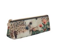 FBGHHTY Trousse à crayons avec motif floral hérissons, grande capacité, pochette triangulaire, pour tous les jours, l'école, l'université