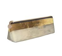 FBGHHTY Trousse à crayons dorée bleue et blanche pour étudiant - Grande capacité - Triangle - Pour tous les jours, l'école, l'université