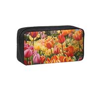 Fbghhty Trousse à crayons légère de grande capacité avec imprimé jardin tulipe