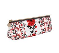 FBGHHTY Trousse à crayons style ukrainien brodé avec imprimé rose - Grande capacité - Pochette triangulaire - Pour tous les jours, l'école, l'université