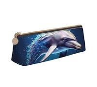 FBGHHTY Trousse à crayons unique 3D avec impression dauphin - Grande capacité - Triangle - Pour tous les jours, l'école, l'université