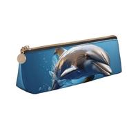 FBGHHTY Trousse à crayons unique 3D avec impression dauphin - Grande capacité - Triangle - Pour tous les jours, l'école, l'université