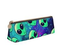 FBGHHTY Trousse à crayons verte avec imprimé extraterrestre grande capacité pour étudiant - Pochette triangulaire pour tous les jours - École